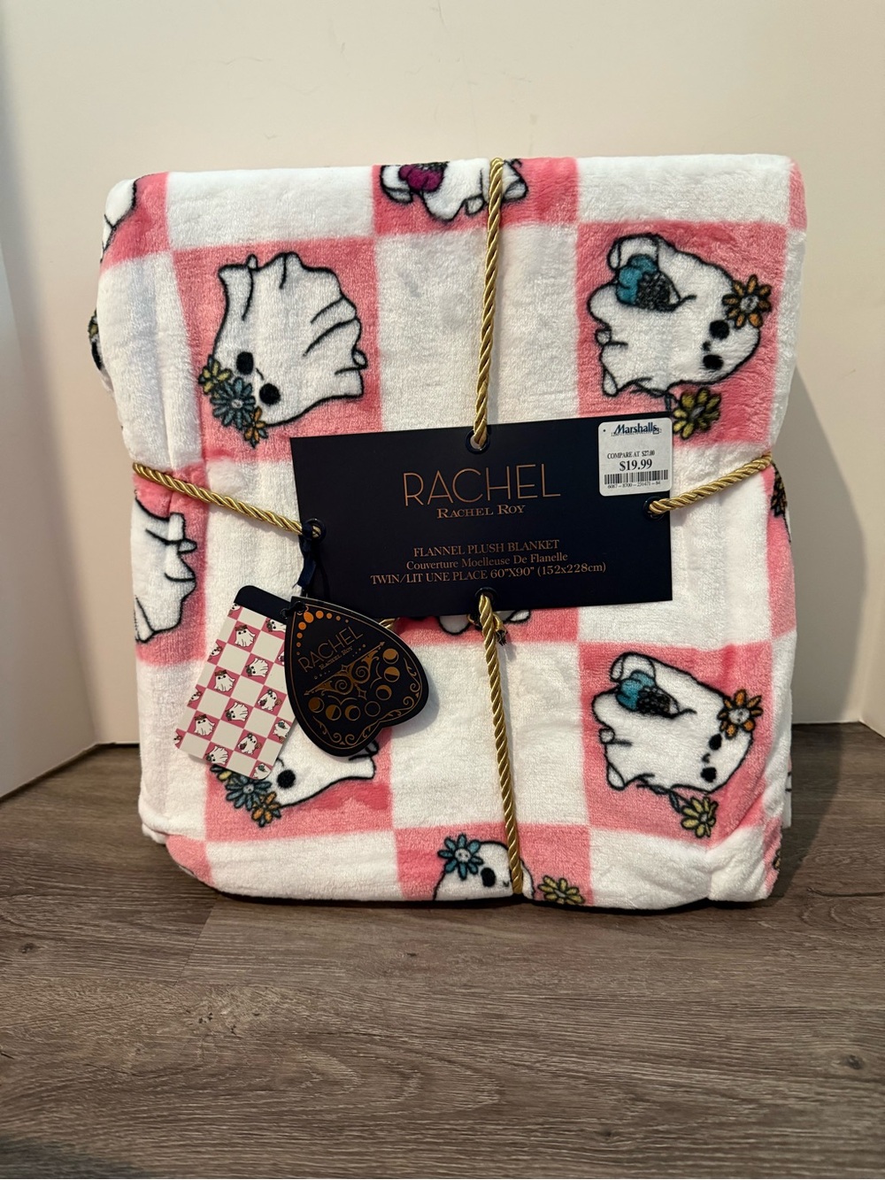 Cute RACHEL Rachel Roy Flannel Plush Ghost Print Blanket- Size Twin- NWT